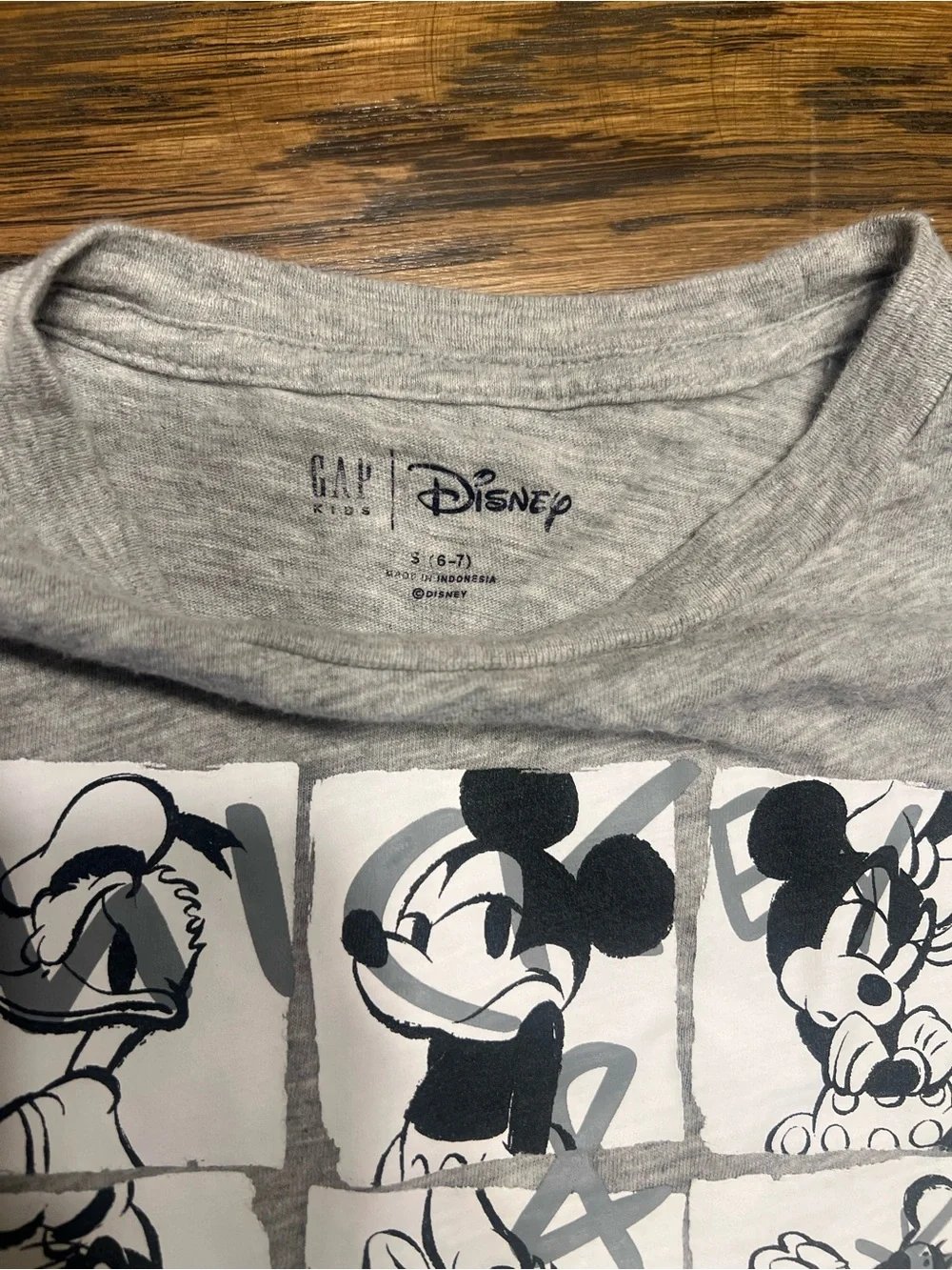 GAP Light Gray Mickey Mouse Panel Short Sleeve Tee
